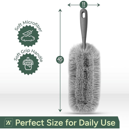 Zuvo Microfiber Duster with Detachable Washable Head – Soft Grip Handle